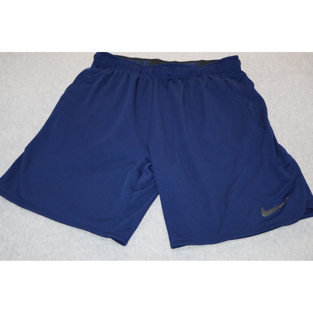 Nike Dri-FIT Shorts Mens Large Blue Athletic Gym Training Mesh 9" Inseam **